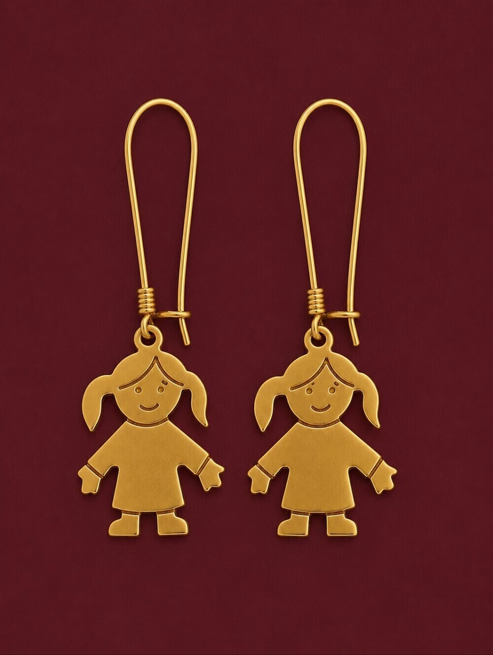 Vintage Girl Silhouette Hoop Drop Earrings